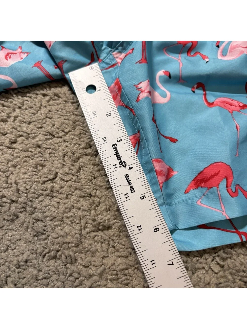 Maamgic Men’s Swim Trunks Size M Light Blue Pink Flamingo All Over Print Lined